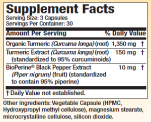 Turmeric Curcumin Supplement Facts